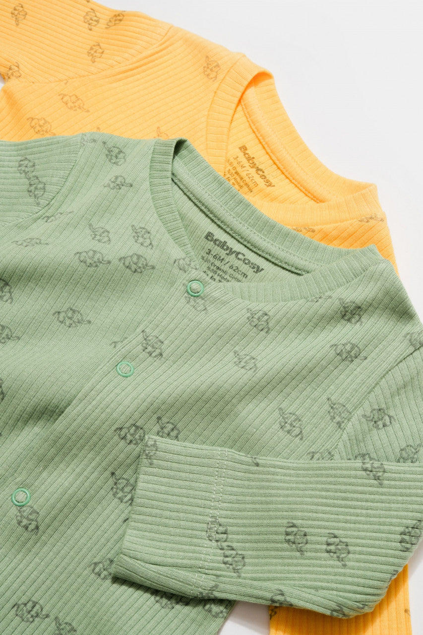 Set 2 salopete lungi Printed, BabyCosy, 50% modal+50% bumbac, Ecru/Lavanda